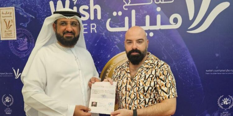 الفنان والمنتج ماهر الشيخ يكرم في الإمارات بجواز سفر فخري “جنسيتي إنسان” مع مؤسسة امنيات